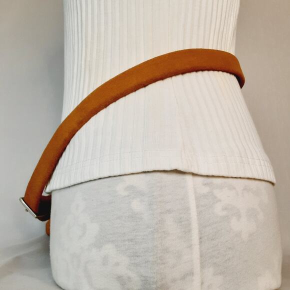 Zara Tan Split Leather Suede Skinny Belt  Made In Spain main image 8